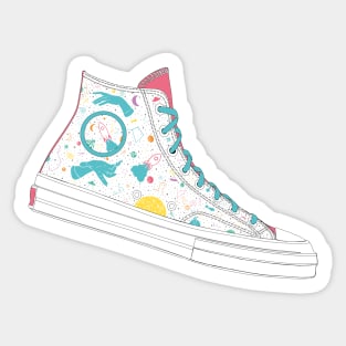 Space Converse Illustration White &amp; pastel colour Sticker